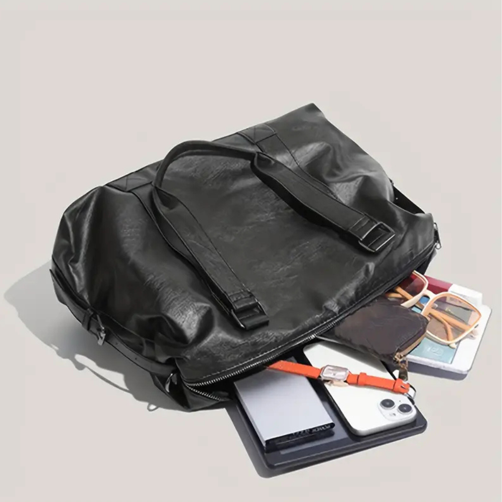 Sac 2-en-1 en Cuir Végan Élégant Noir | École & Travail