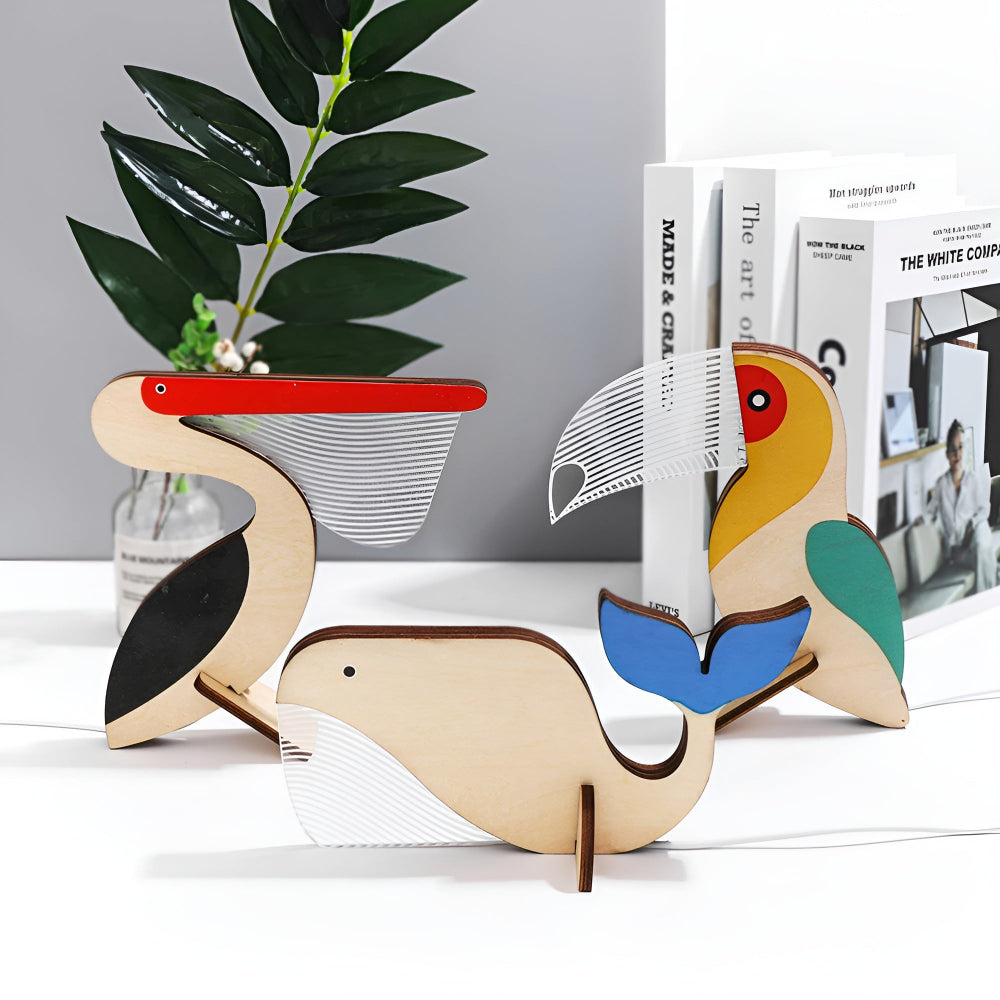 Lampe Animaux en Bois pour Enfants | Veilleuse Mignonne et Douillette