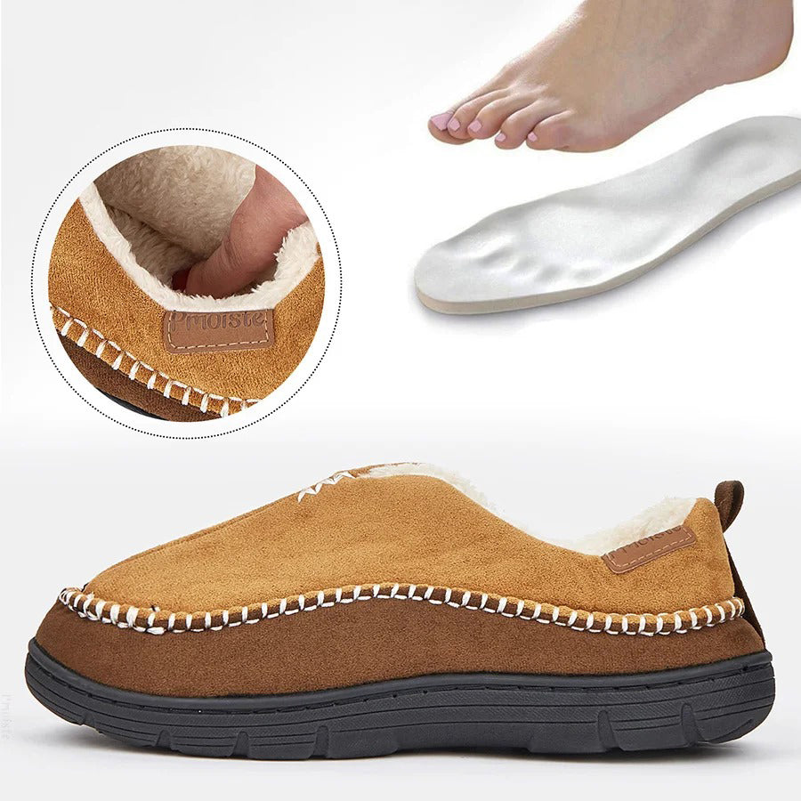 Chausson orthopédique homme bicolore à revers fourré