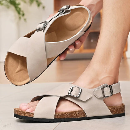Sandale orthopédique homme à boucle croisée