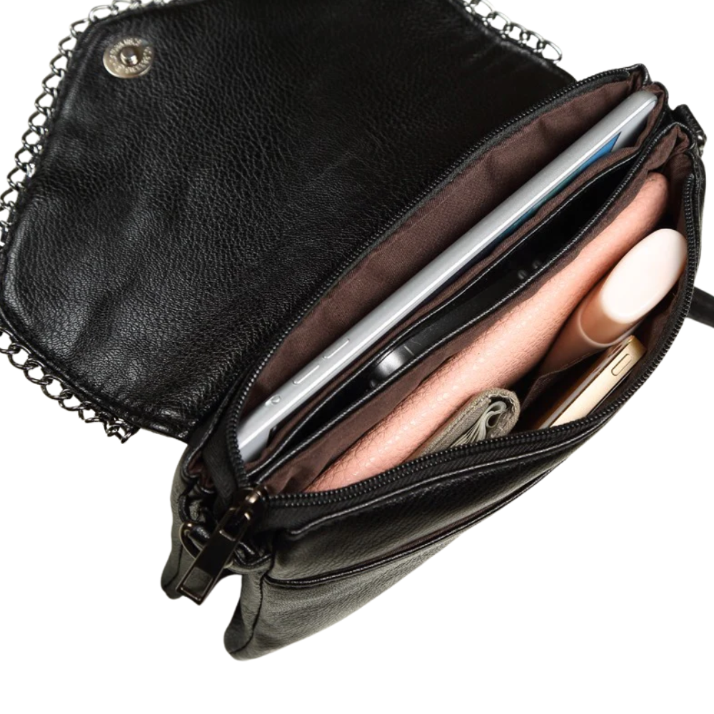 Sac Bandoulière à Rabat Texturé Noir | Sac Bandoulière Léger, Ajustable