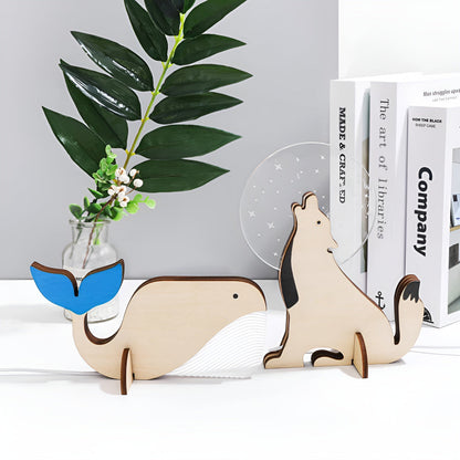 Lampe Animaux en Bois pour Enfants | Veilleuse Mignonne et Douillette
