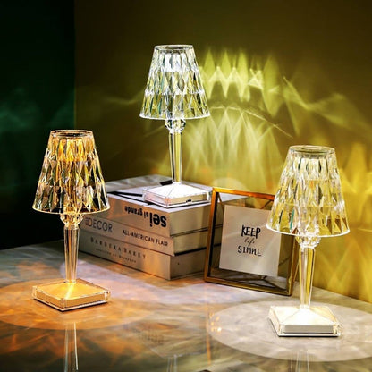 Lampe de Table Design Cristal | Éclairage LED Sans Fil Rechargeable