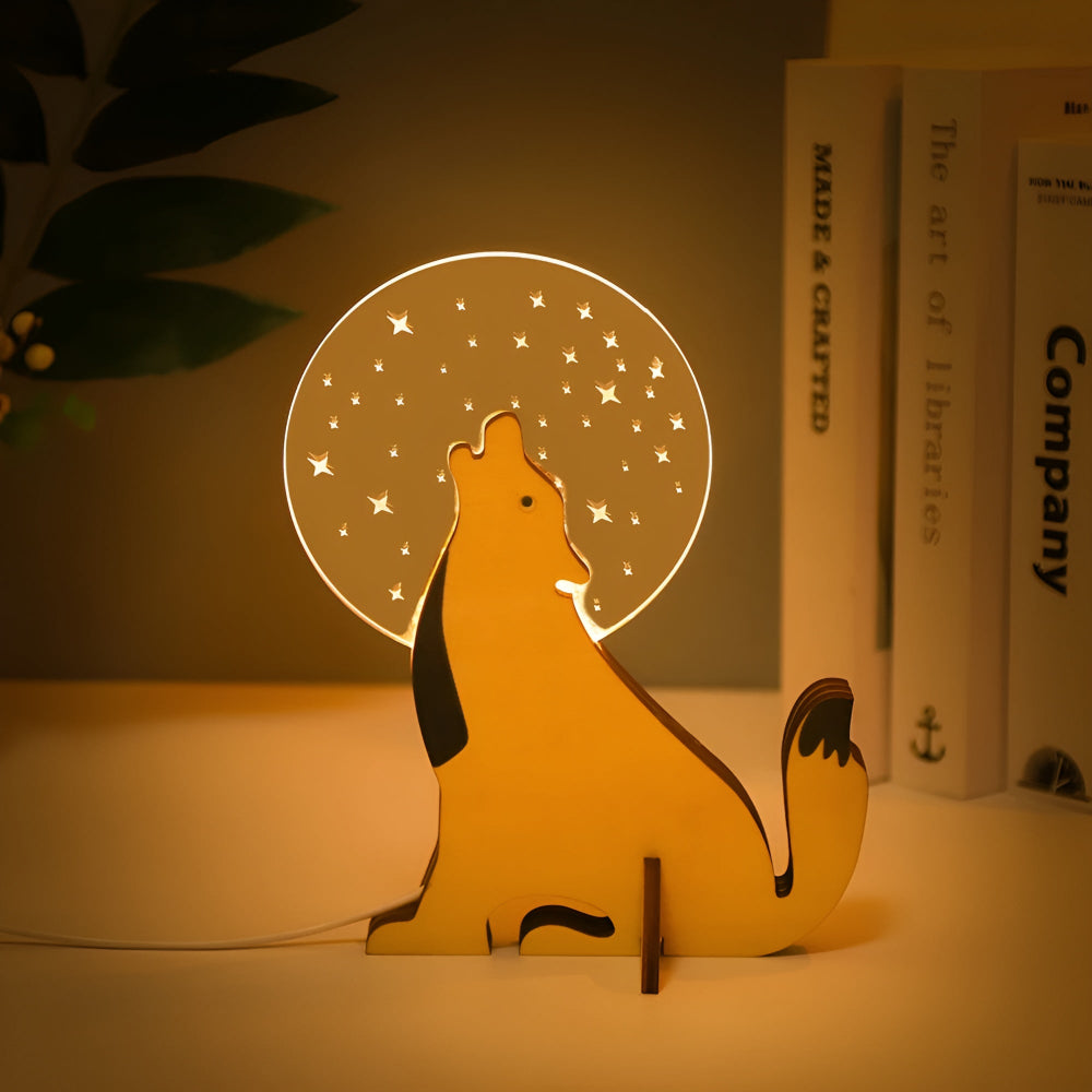 Lampe Animaux en Bois pour Enfants | Veilleuse Mignonne et Douillette