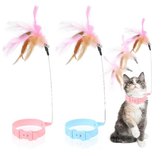 Jouet à Plumes pour Chat sur Collier | Jeu Sûr et Amusant