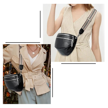 Sac Bandoulière En Similicuir à Double Fermeture Éclair | Compact, Élégant